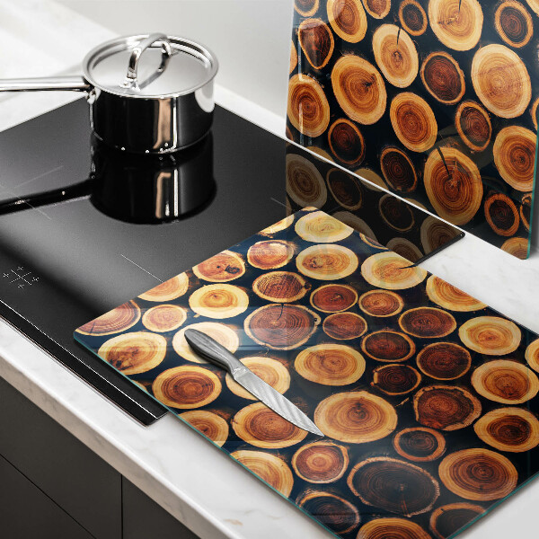 Glas Herdabdeckplatte Baumstümpfe aus Holz