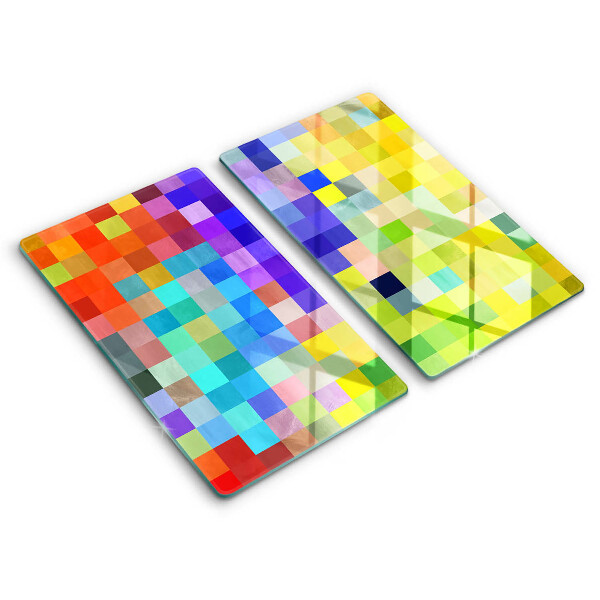 Glas Herdabdeckplatte Bunte Pixelquadrate