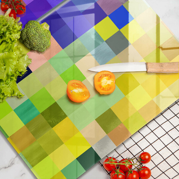 Glas Herdabdeckplatte Bunte Pixelquadrate