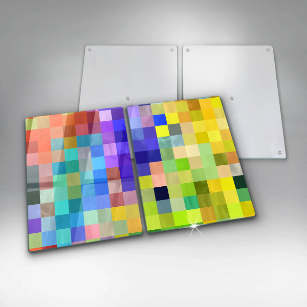 Glas Herdabdeckplatte Bunte Pixelquadrate