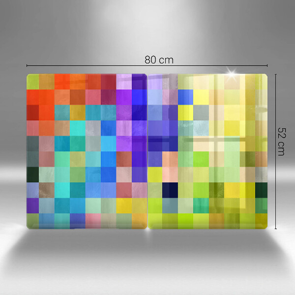 Glas Herdabdeckplatte Bunte Pixelquadrate
