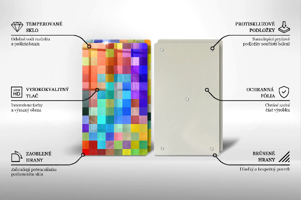 Glas Herdabdeckplatte Bunte Pixelquadrate