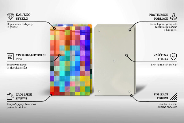Glas Herdabdeckplatte Bunte Pixelquadrate