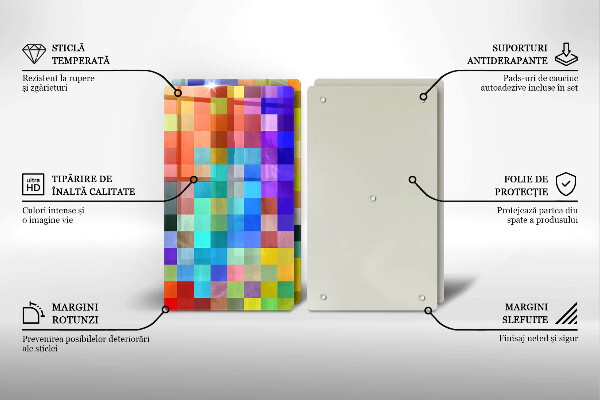 Glas Herdabdeckplatte Bunte Pixelquadrate