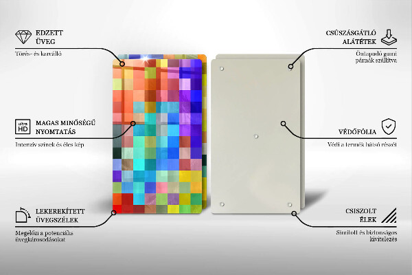 Glas Herdabdeckplatte Bunte Pixelquadrate