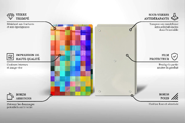 Glas Herdabdeckplatte Bunte Pixelquadrate