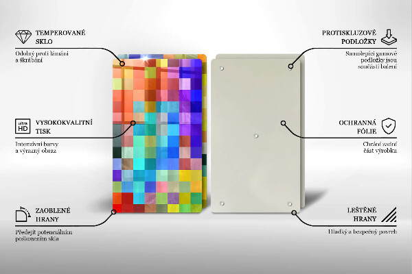 Glas Herdabdeckplatte Bunte Pixelquadrate
