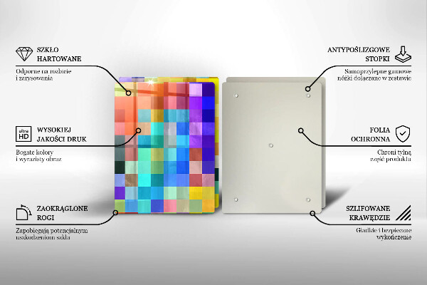 Glas Herdabdeckplatte Bunte Pixelquadrate
