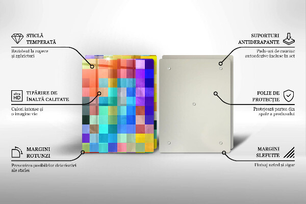 Glas Herdabdeckplatte Bunte Pixelquadrate