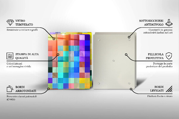 Glas Herdabdeckplatte Bunte Pixelquadrate