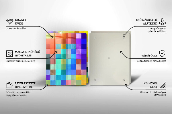Glas Herdabdeckplatte Bunte Pixelquadrate