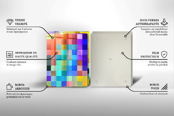 Glas Herdabdeckplatte Bunte Pixelquadrate
