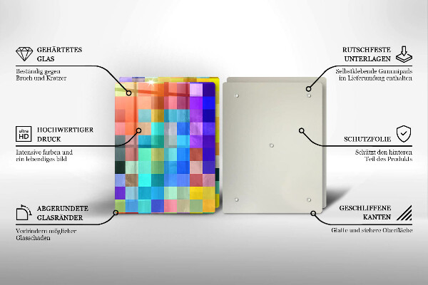 Glas Herdabdeckplatte Bunte Pixelquadrate