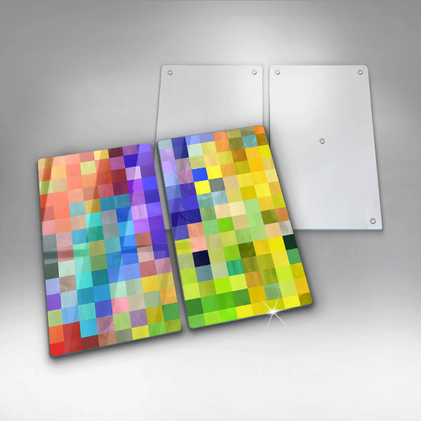 Glas Herdabdeckplatte Bunte Pixelquadrate