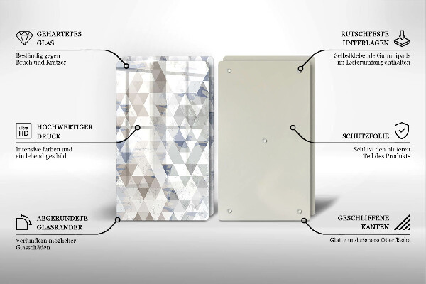 Glas Herdabdeckplatte Dreiecksmuster