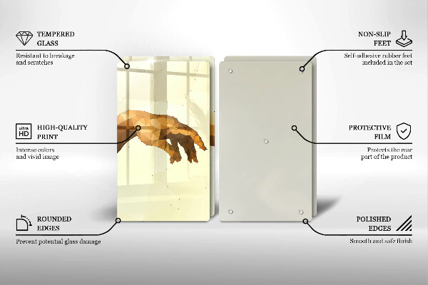 Glas Herdabdeckplatte Erschaffung von Adams Händen