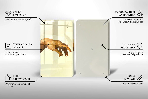 Glas Herdabdeckplatte Erschaffung von Adams Händen