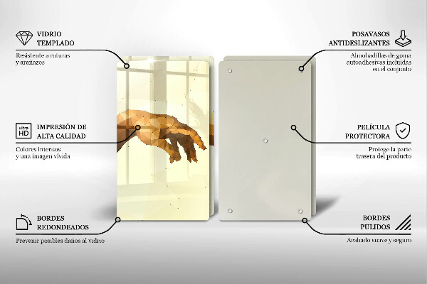 Glas Herdabdeckplatte Erschaffung von Adams Händen