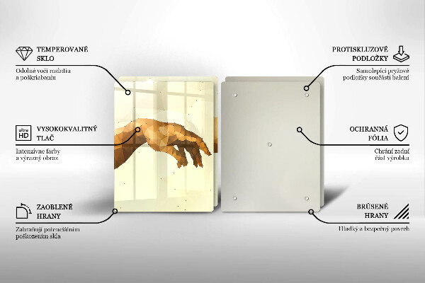 Glas Herdabdeckplatte Erschaffung von Adams Händen