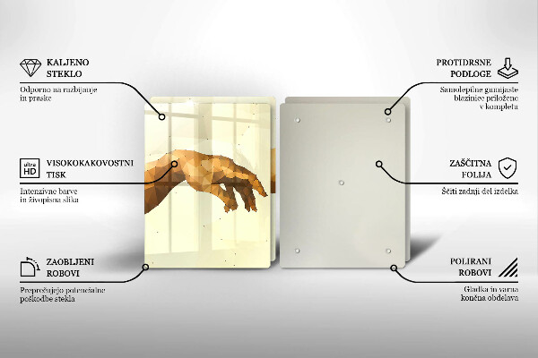 Glas Herdabdeckplatte Erschaffung von Adams Händen