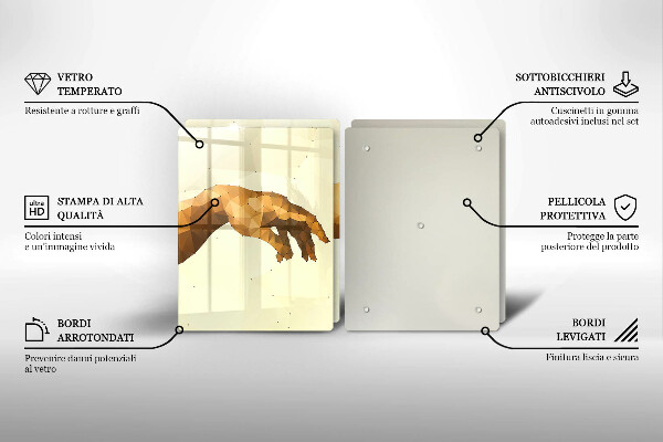 Glas Herdabdeckplatte Erschaffung von Adams Händen