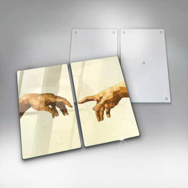 Glas Herdabdeckplatte Erschaffung von Adams Händen