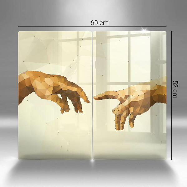Glas Herdabdeckplatte Erschaffung von Adams Händen