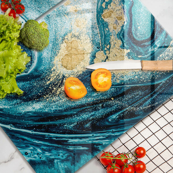 Glas Ceranfeldabdeckung Blaugoldene Abstraktion