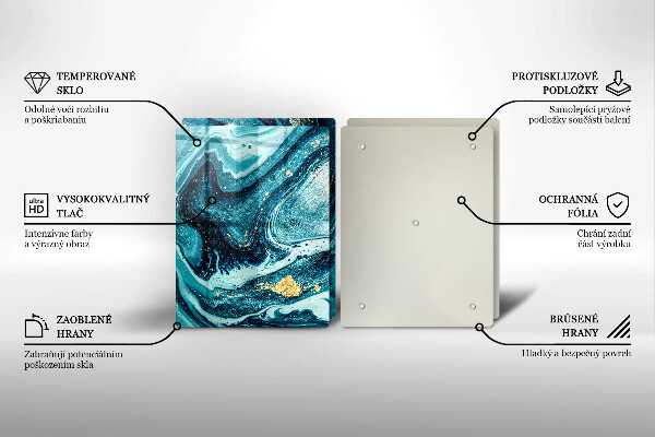 Glas Ceranfeldabdeckung Blaugoldene Abstraktion