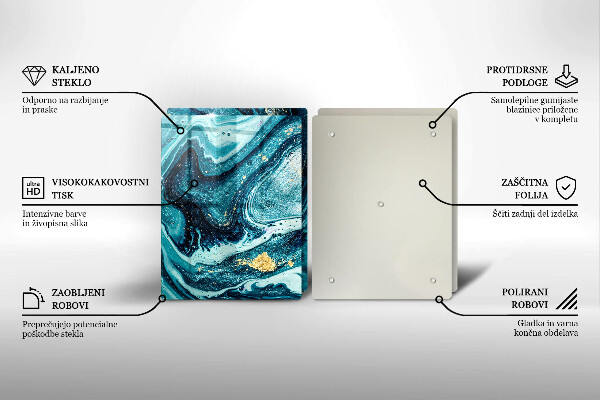 Glas Ceranfeldabdeckung Blaugoldene Abstraktion