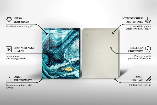 Glas Ceranfeldabdeckung Blaugoldene Abstraktion