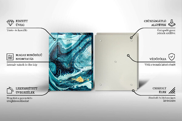 Glas Ceranfeldabdeckung Blaugoldene Abstraktion