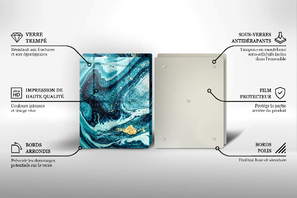 Glas Ceranfeldabdeckung Blaugoldene Abstraktion