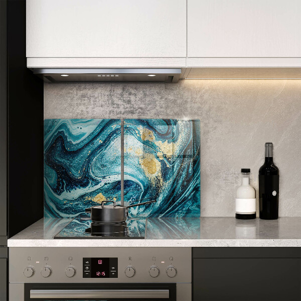 Glas Ceranfeldabdeckung Blaugoldene Abstraktion