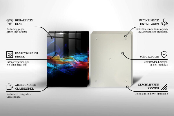 Glas Herdabdeckplatte Bunter Rauch