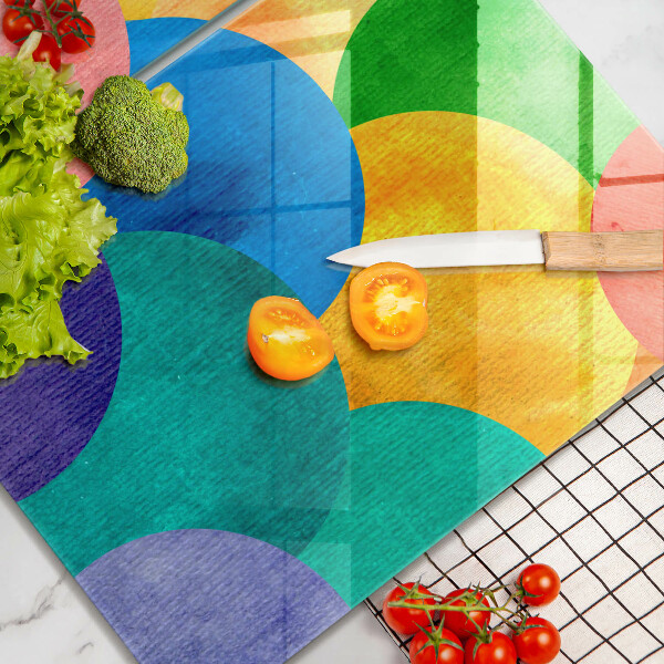 Glas Herdabdeckplatte Bunte Kreise