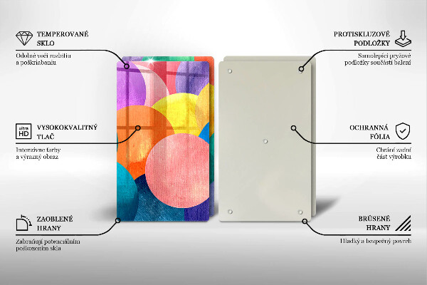 Glas Herdabdeckplatte Bunte Kreise