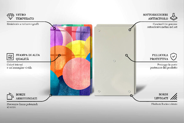 Glas Herdabdeckplatte Bunte Kreise