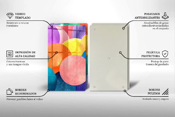 Glas Herdabdeckplatte Bunte Kreise