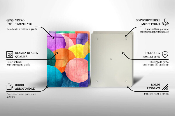 Glas Herdabdeckplatte Bunte Kreise