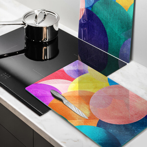 Glas Herdabdeckplatte Bunte Kreise