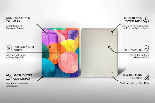 Glas Herdabdeckplatte Bunte Kreise