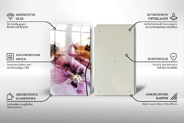 Glas Ceranfeldabdeckung Zarte Blumen