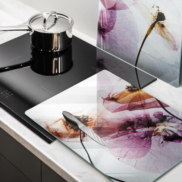 Glas Ceranfeldabdeckung Zarte Blumen