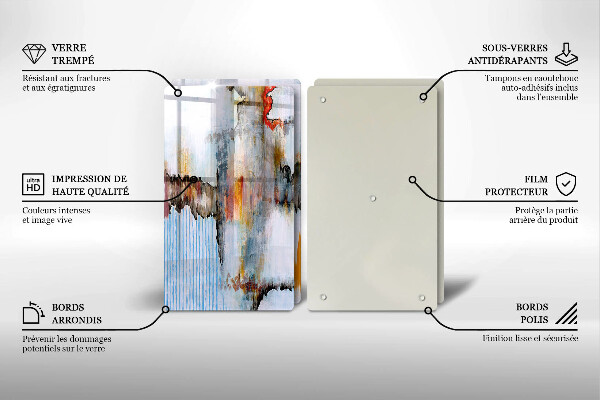 Glas Herdabdeckplatte Abstraktionsfarben