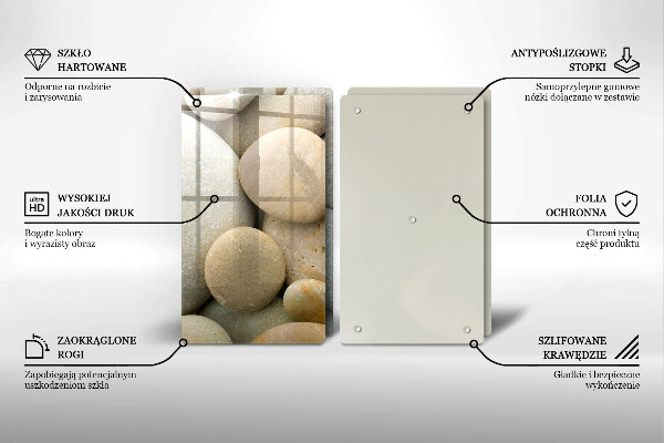 Glas Herdabdeckplatte Muster aus ovalen Steinen