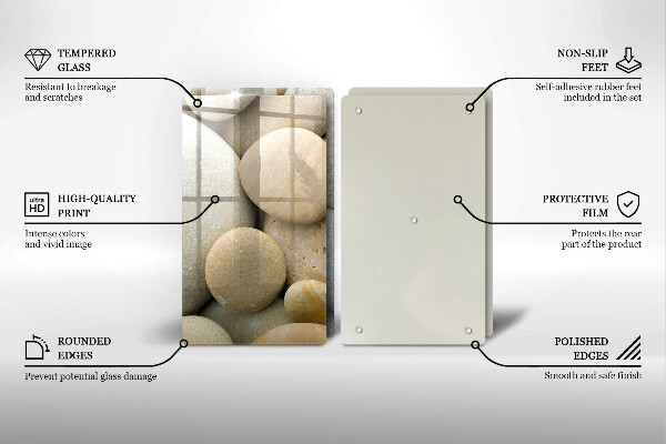 Glas Herdabdeckplatte Muster aus ovalen Steinen