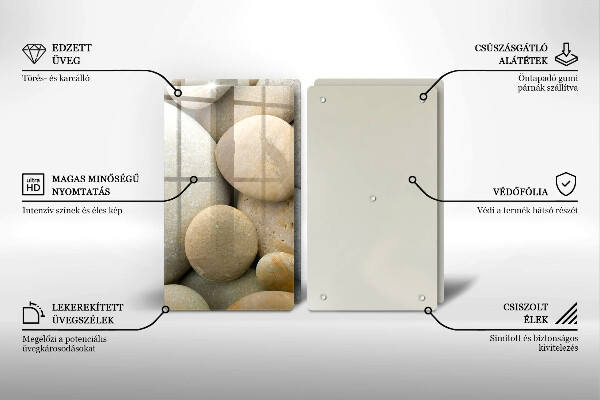 Glas Herdabdeckplatte Muster aus ovalen Steinen