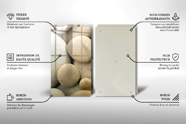 Glas Herdabdeckplatte Muster aus ovalen Steinen