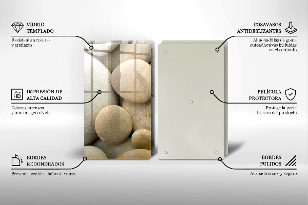 Glas Herdabdeckplatte Muster aus ovalen Steinen